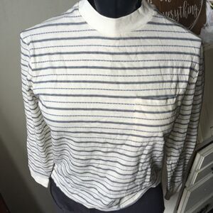 Madewell XXS blue stripe mock turtleneck top